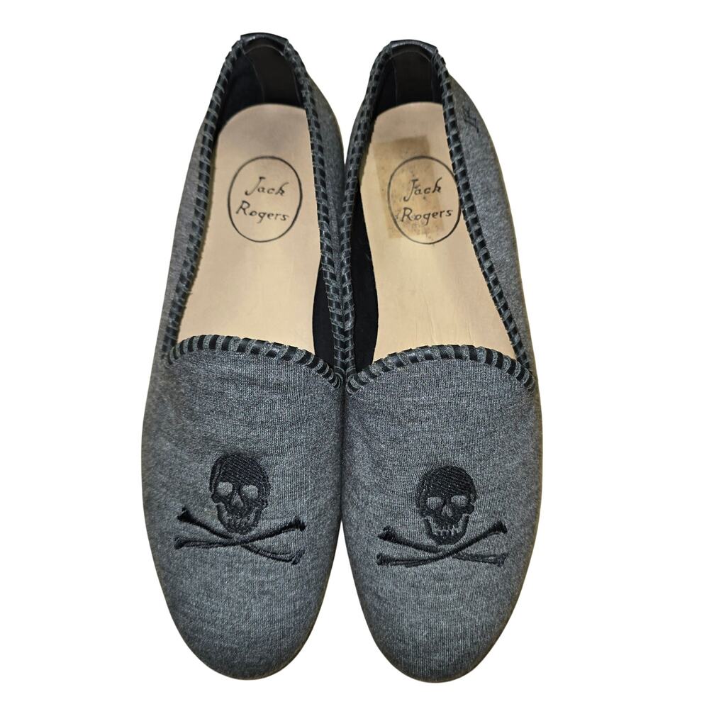 Jack Rogers Roy Skull and Crossbones Gray Mens Loafers Size 10X